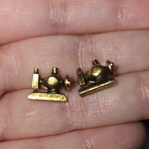 Gold Sewing Machine Earrings